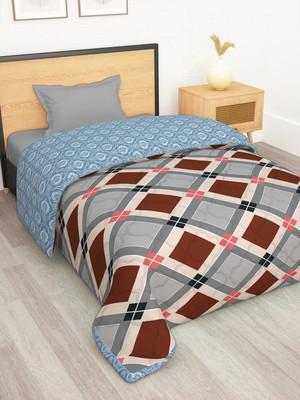 Story@home Abstract Single Comforter for  AC Room(Microfiber, Beige & Grey)
