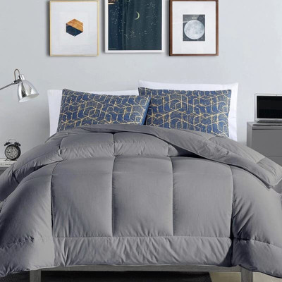 glaxy Solid Double Comforter for  AC Room(Microfiber, SILVER GREY)
