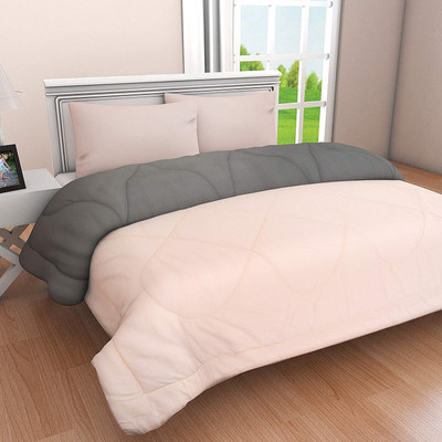 Relaxfeel Solid Single Quilt for  Heavy Winter(Polyester, Peach & Grey)