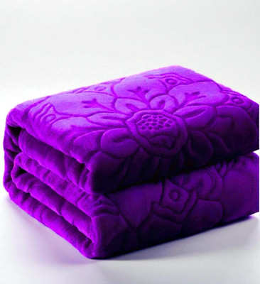 GKM Floral Double Mink Blanket for  Heavy Winter(Microfiber, Purple)