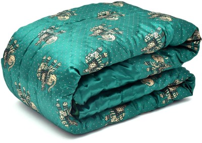 Gnudi Floral Double Quilt for  Mild Winter(Silk, Rama Green)