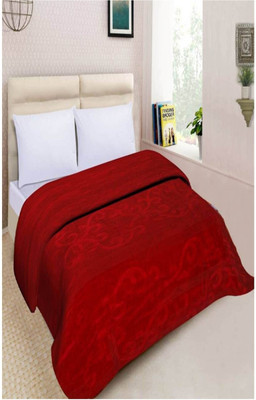 KIXTA Self Design Double Mink Blanket for  Heavy Winter(Microfiber, Maroon)
