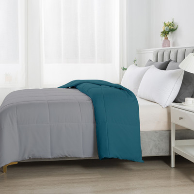 Razzai Solid Single Comforter for  AC Room(Microfiber, Teal, Silver)