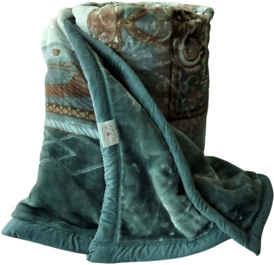 WARMZY Floral Double Sherpa Blanket for  Heavy Winter(Polyester, wh grey shade)