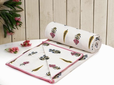 Anadhika Floral, Printed Double Dohar for  AC Room(Cotton, Pink Multi White)