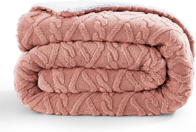 BSB HOME Solid Double Sherpa Blanket for  Heavy Winter(Fur, Orange)