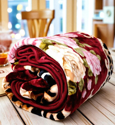 Changers Floral Single Mink Blanket for  Heavy Winter(Polyester, Multicolor)