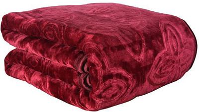 Comfowell Solid Double Mink Blanket for  Heavy Winter(Fur, Maroon)