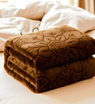 Changers Floral Double Mink Blanket for  Heavy Winter(Polyester, Brown)