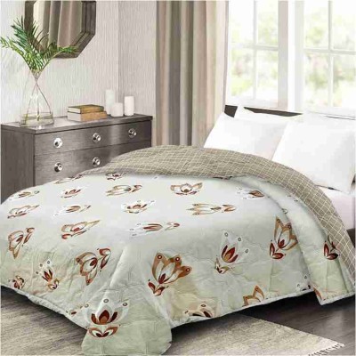 Comfowell Floral Single Comforter for  Mild Winter(Poly Cotton, BROWNFLOWER)