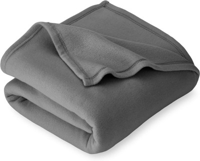 BSB HOME Solid Double Fleece Blanket for  Mild Winter(Polyester, Grey)