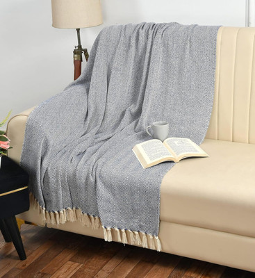 MY HOME Solid Single Throw for  Mild Winter(Cotton, Blue)
