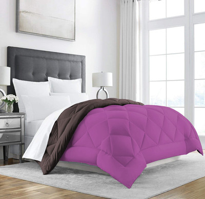 Linenovation Solid Double Comforter for  Heavy Winter(Polyester, Brown : Violet)