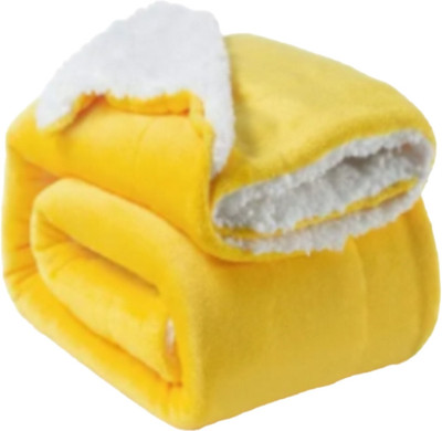 BUMTUM Solid Double AC Blanket for  AC Room(Microfiber, Yellow)