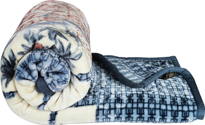 Flipkart SmartBuy Embroidered Double Mink Blanket for  Heavy Winter(Polyester, Beige & Teal & Multi1)