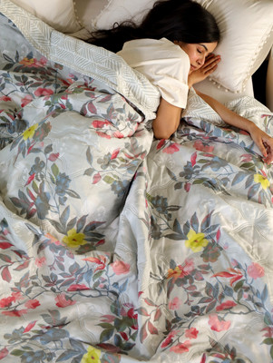Changers Printed Double Comforter for  AC Room(Cotton, Grey, Pink)