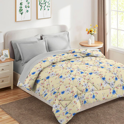 Flipkart SmartBuy Printed Double Comforter for  AC Room(Microfiber, Beige & Blue & Multi26)