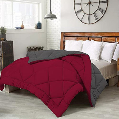 Relaxfeel Solid Single Comforter for  Heavy Winter(Poly Cotton, Maroon & Grey)