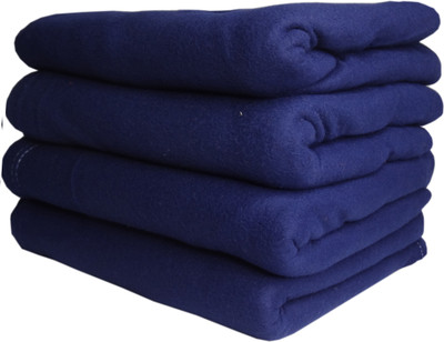 HOMIEE Solid Single Fleece Blanket for  Heavy Winter(Polyester, 4 Blue)