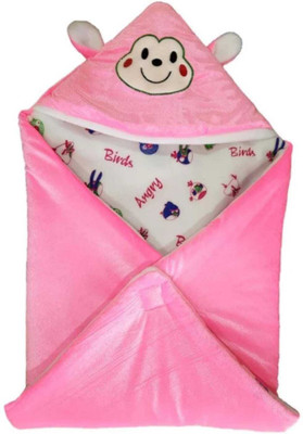 Flavio Cartoon Single Hooded Baby Blanket for  AC Room(Microfiber, Pink)