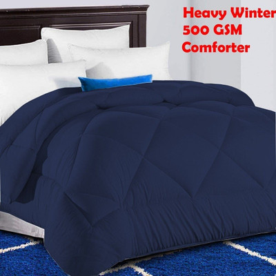 Texlux Solid Single Comforter for  Heavy Winter(Polyester, Dark Blue)
