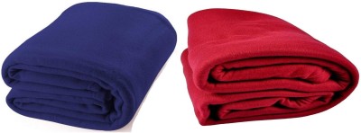 evohome Solid King Fleece Blanket for  Heavy Winter(Polyester, red+blue)