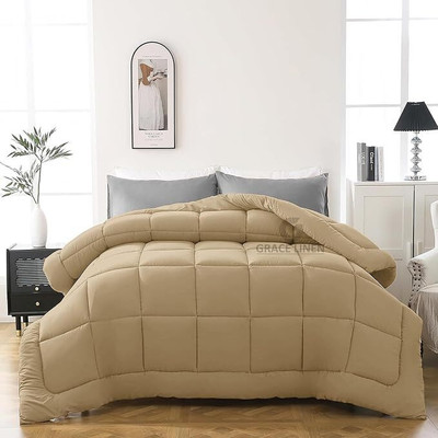 Relaxfeel Solid Single Comforter for  Heavy Winter(Poly Cotton, Beige)