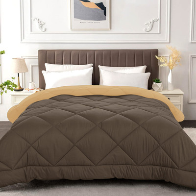 MISTIVA Solid Double Comforter for  AC Room(Microfiber, DARKBROWN&LIGHTBROWN)