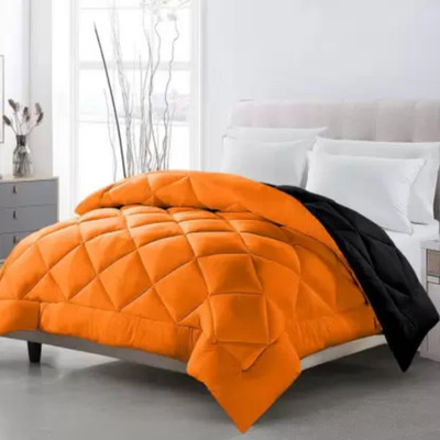 CRAZY WORLD Solid Double Comforter for  Mild Winter(Microfiber, Yellow-Black)