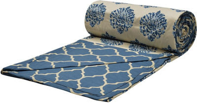 Trance Home Linen Printed Double Dohar for  Heavy Winter(Cotton, Damask Blue)