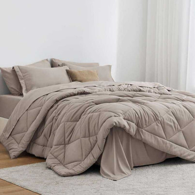 Relaxfeel Solid Single Quilt for  Heavy Winter(Polyester, Beige)
