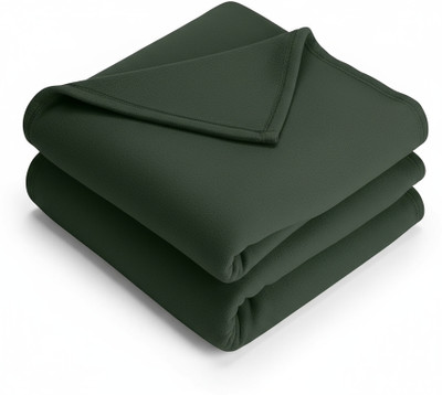 Home Stylish Solid Single Fleece Blanket for  AC Room(Polyester, Green)