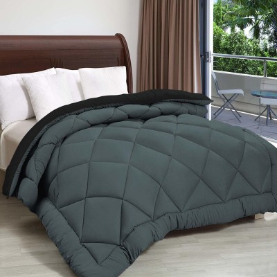 Relaxfeel Solid Double Comforter for  Heavy Winter(Microfiber, BLACK & GREY)