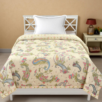 KWALITY DREAMS Printed Single AC Blanket for  AC Room(Poly Cotton, Paisley Beige)