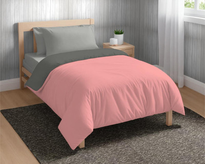 The Happy Pod Solid Single Comforter for  Mild Winter(Microfiber, Pink, Grey)