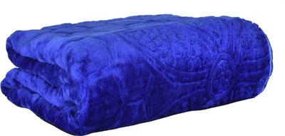 Goyal's Floral Double Mink Blanket for  Heavy Winter(Polyester, Blue)