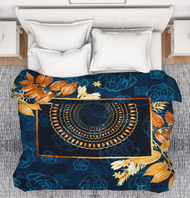Flipkart Perfect Homes Printed Double Mink Blanket for  Heavy Winter(Microfiber, Navy Blue)