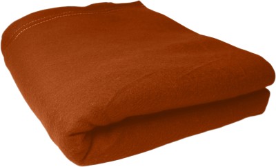 HOMIEE Solid Single Fleece Blanket for  AC Room(Polyester, Orange)