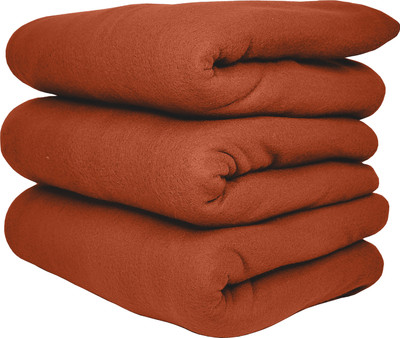 HOMIEE Solid Double Fleece Blanket for  Heavy Winter(Polyester, 3 Orange)