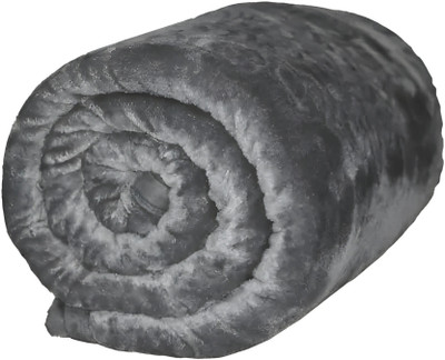 wear me Floral Double Mink Blanket for  Heavy Winter(Microfiber, Grey)