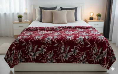 VOLTERA Printed Double Comforter for  Heavy Winter(Silk, Maroon)