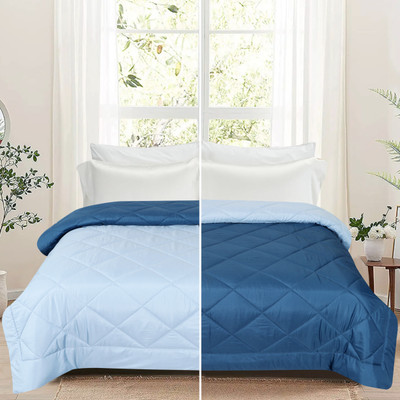 Sofolite Home Solid Double AC Blanket for  AC Room(Poly Cotton, Blue)