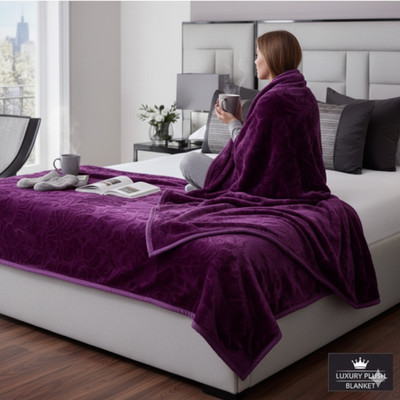 AARADHAYA Floral Double Mink Blanket for  Heavy Winter(Polyester, Purple)