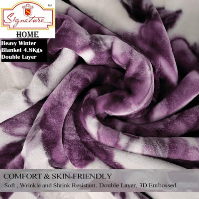 Signature Floral Double Mink Blanket for  Heavy Winter(Fur, Multicolor)