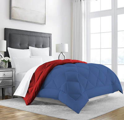Texlux Solid Double Comforter for  Heavy Winter(Polyester, Red : Dark Blue)