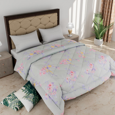Comfowell Solid Single Comforter for  Heavy Winter(Poly Cotton, Grey)