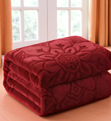 Swikon star Floral Double Mink Blanket for  Heavy Winter(Microfiber, Maroon)