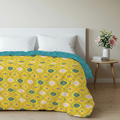 Urban Space Printed Single AC Blanket for  AC Room(Microfiber, Yellow, Green)