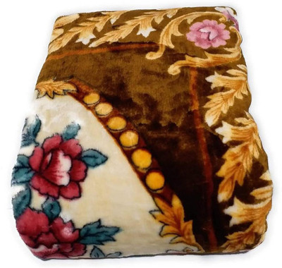 HOLYKRAFT Floral Single Mink Blanket for  Heavy Winter(Polyester, Multicolor)