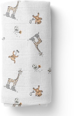 Mom's Home Animal Single Swaddling Baby Blanket for  Mild Winter(Muslin, Multicolor)